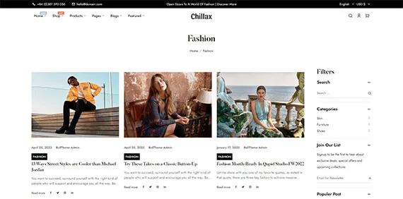Blog with right sidebar